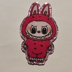 Acrylic Flatback Labub Pink ‎ Focal Bead Badge Clip Charms Keychain Bag Clip